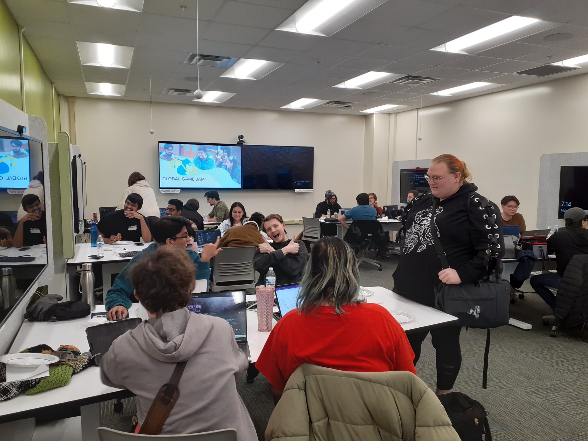 Students working together at a PFW Global Game Jam event