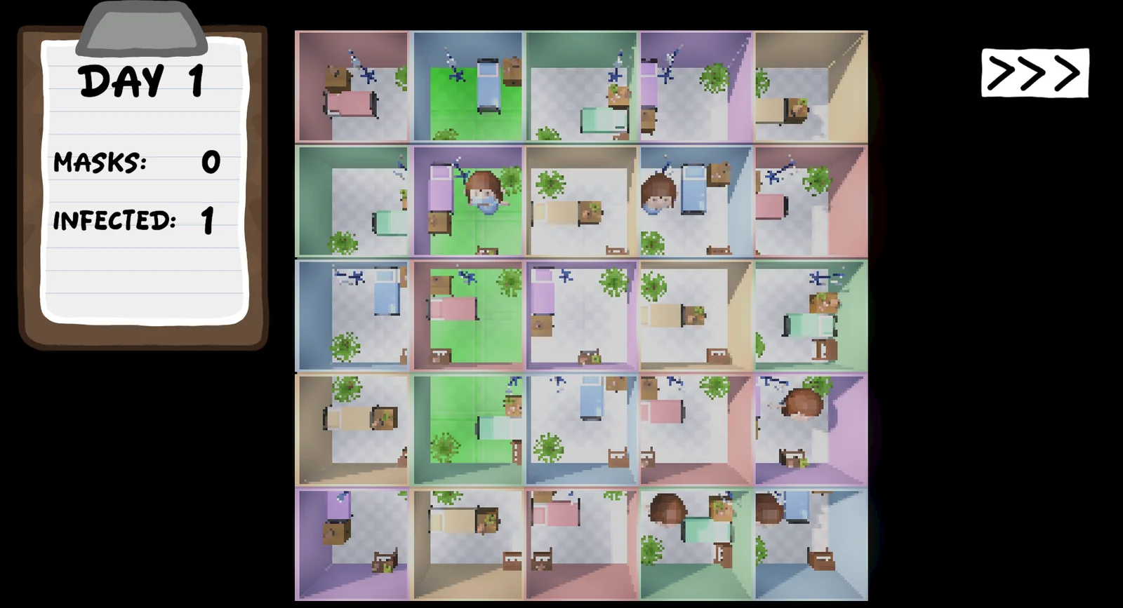 HOSP patient-and-room puzzle interface